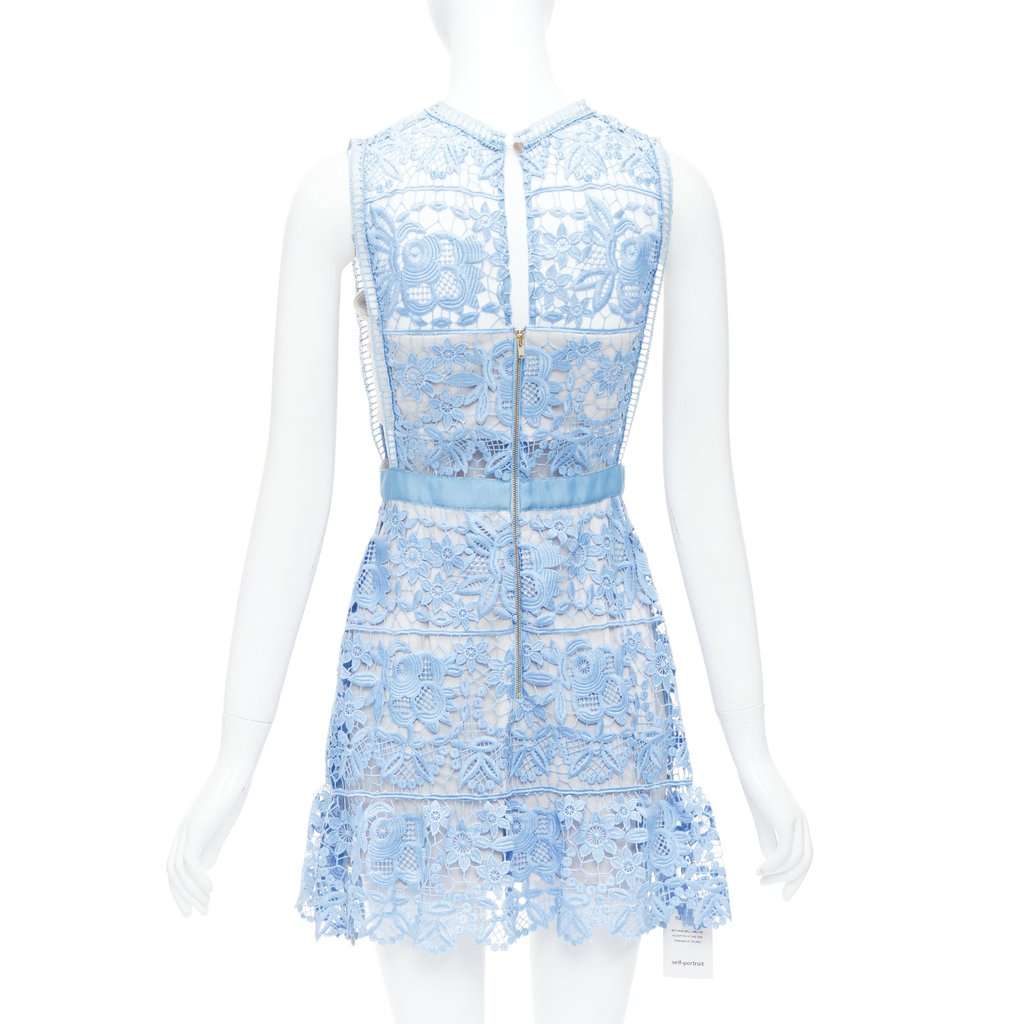 SELF-PORTRAIT Lace Peplum Blue Polyester Very good condition - Box View