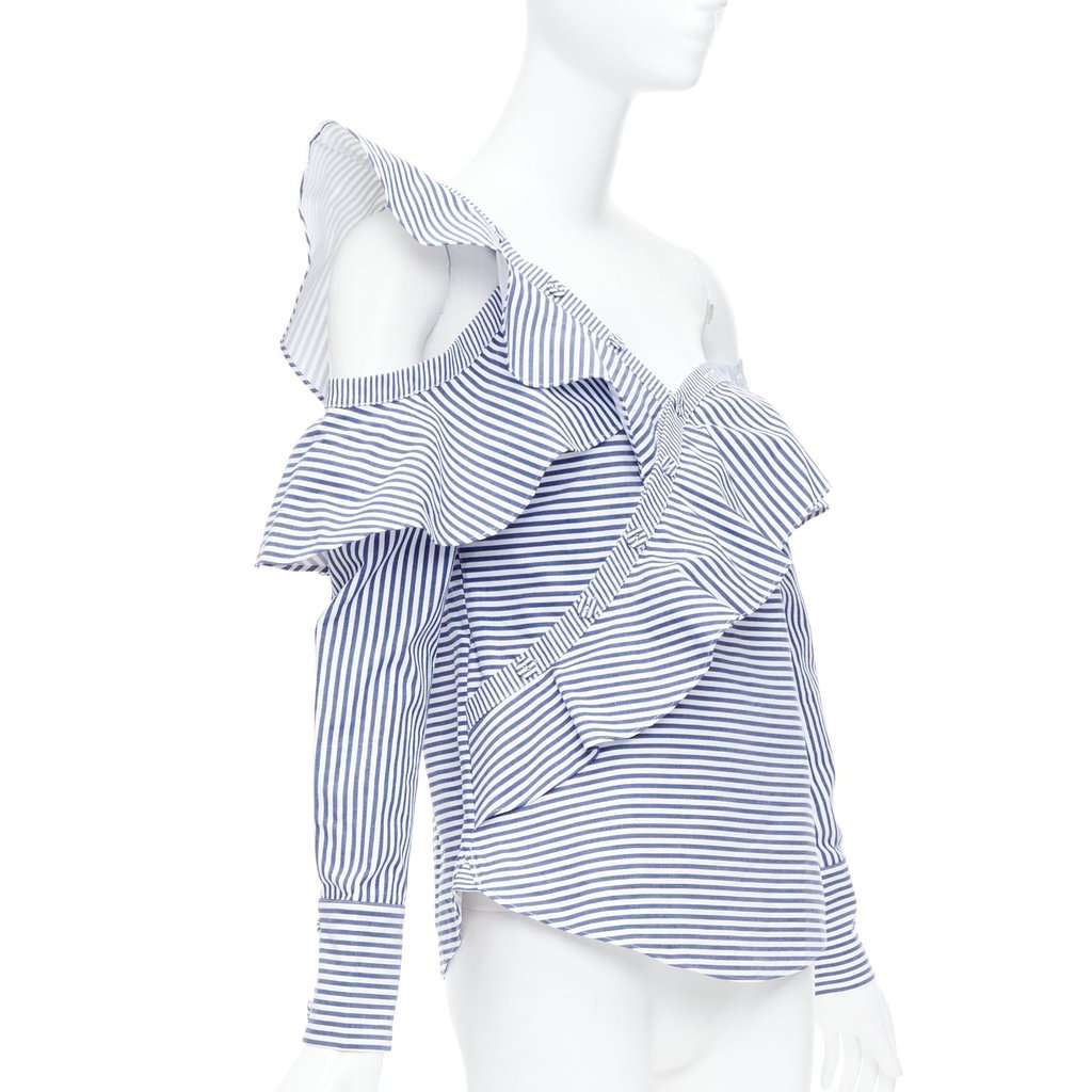 SELF-PORTRAIT Striped Ruffle Top White Cotton Never worn - Inside View
