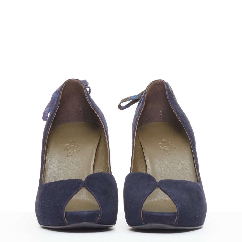 Hermès Navy Suede Heels Navy Suede Fair condition - Inside View