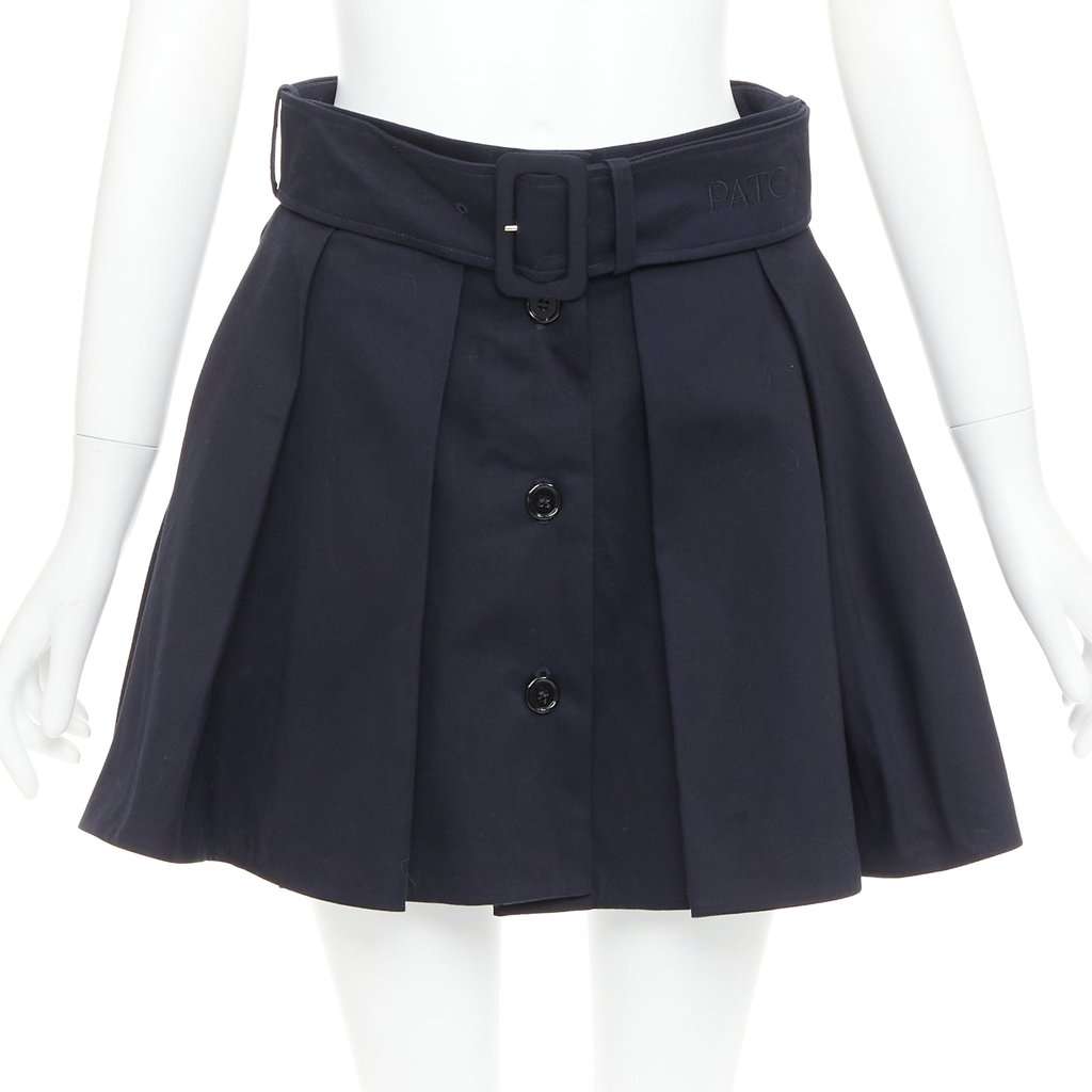 Patou Navy Cotton Skirt Navy Cotton Very good condition - Front View