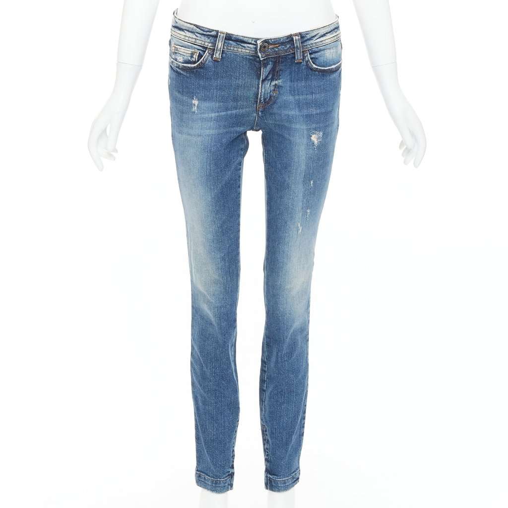 Dolce & Gabbana Distressed Matte Jeans Blue Very good condition - Front View