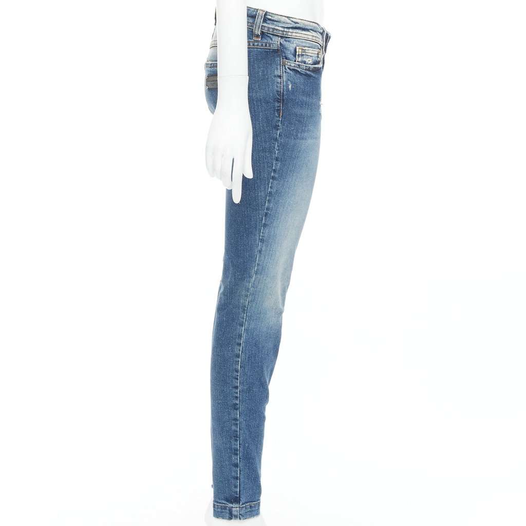 Dolce & Gabbana Distressed Matte Jeans Blue Very good condition - Model View