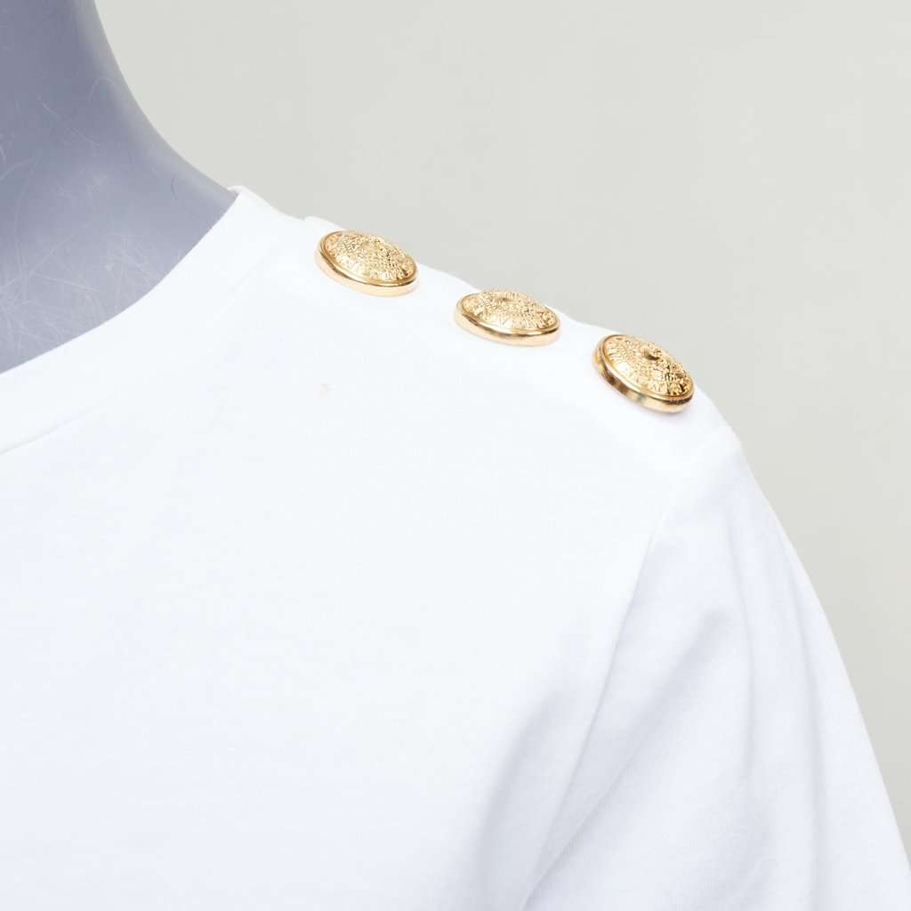 Balmain Gold Foil Logo Tee White Cotton Good condition - Back View