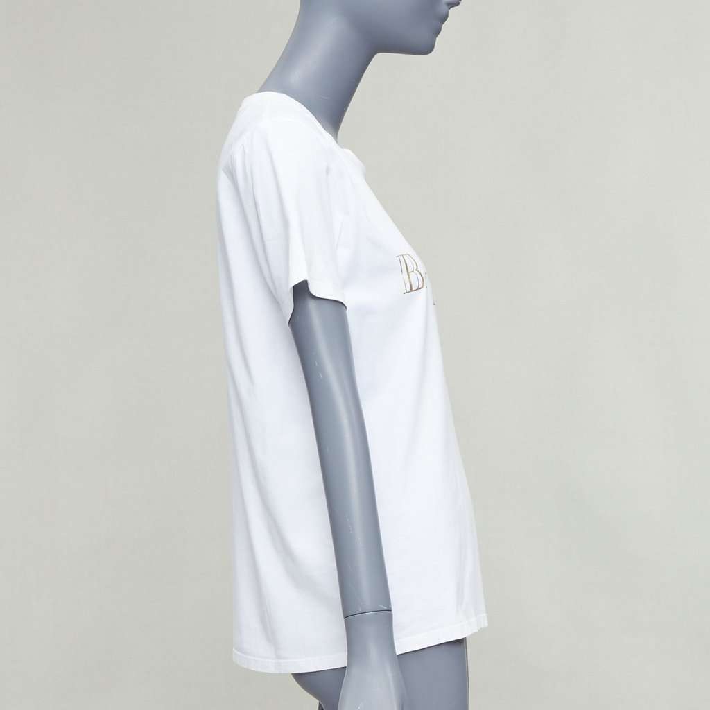 Balmain Gold Foil Logo Tee White Cotton Good condition - Model View