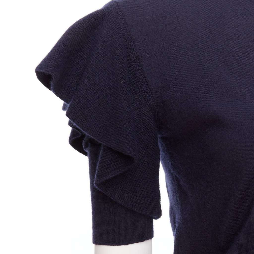 Viktor & Rolf Ruffle Sleeve Cardigan Navy Cashmere Very good condition - Back View