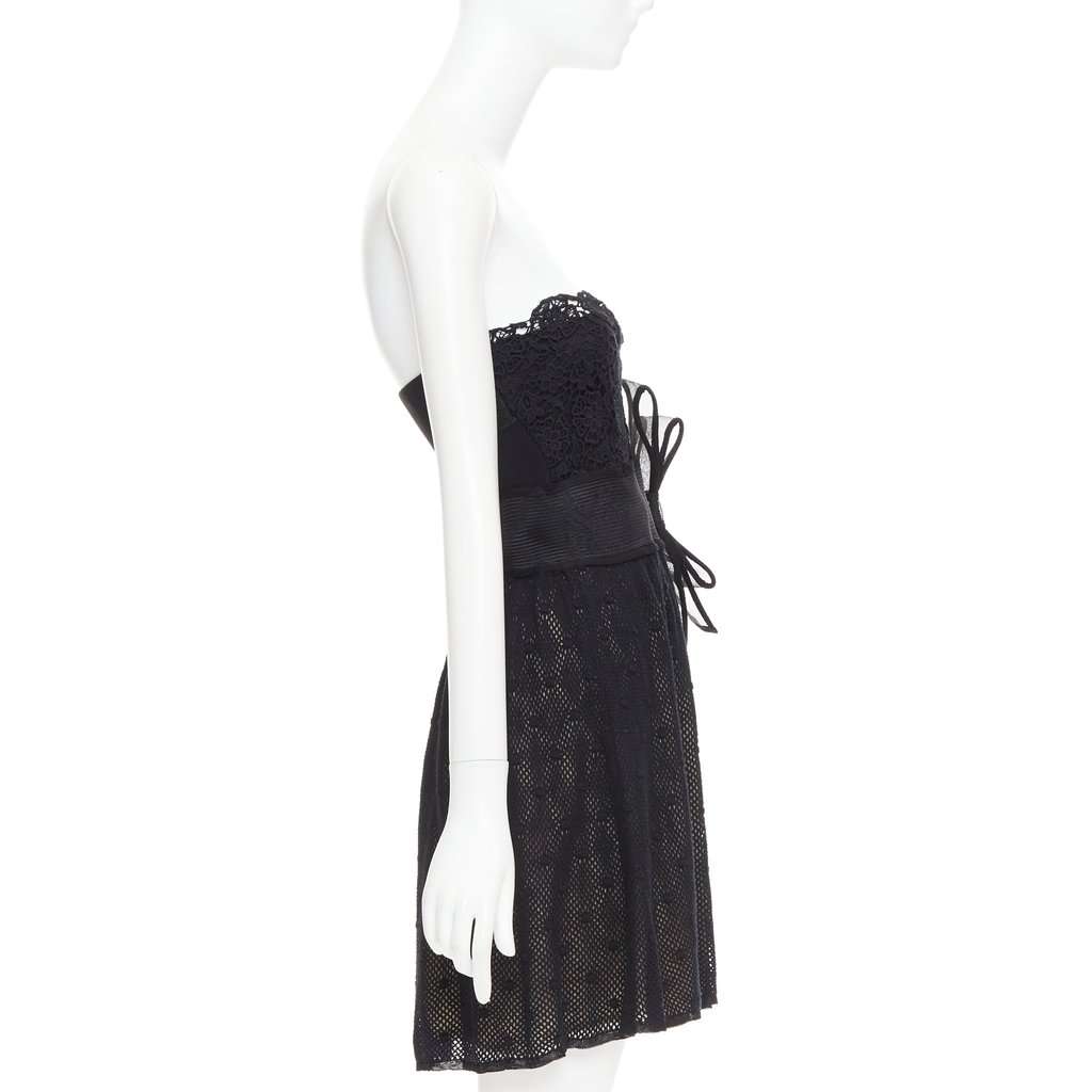 RED VALENTINO GARAVANI Bow Embellished Dress Black Cotton Very good condition - Model View