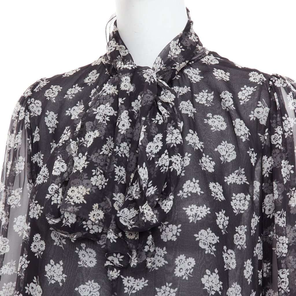 Dolce & Gabbana Floral Sheer Dress Black Silk Fair condition - Back View