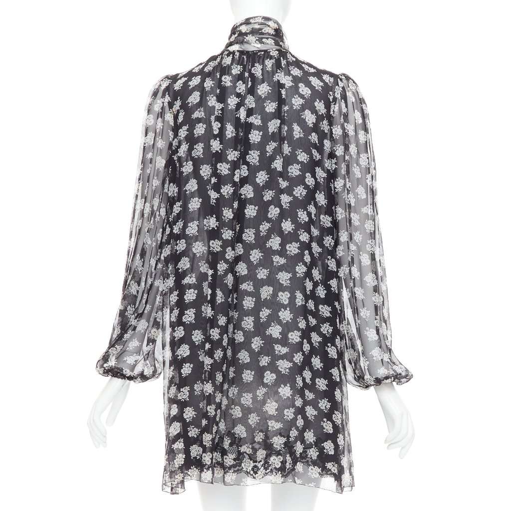 Dolce & Gabbana Floral Sheer Dress Black Silk Fair condition - Box View