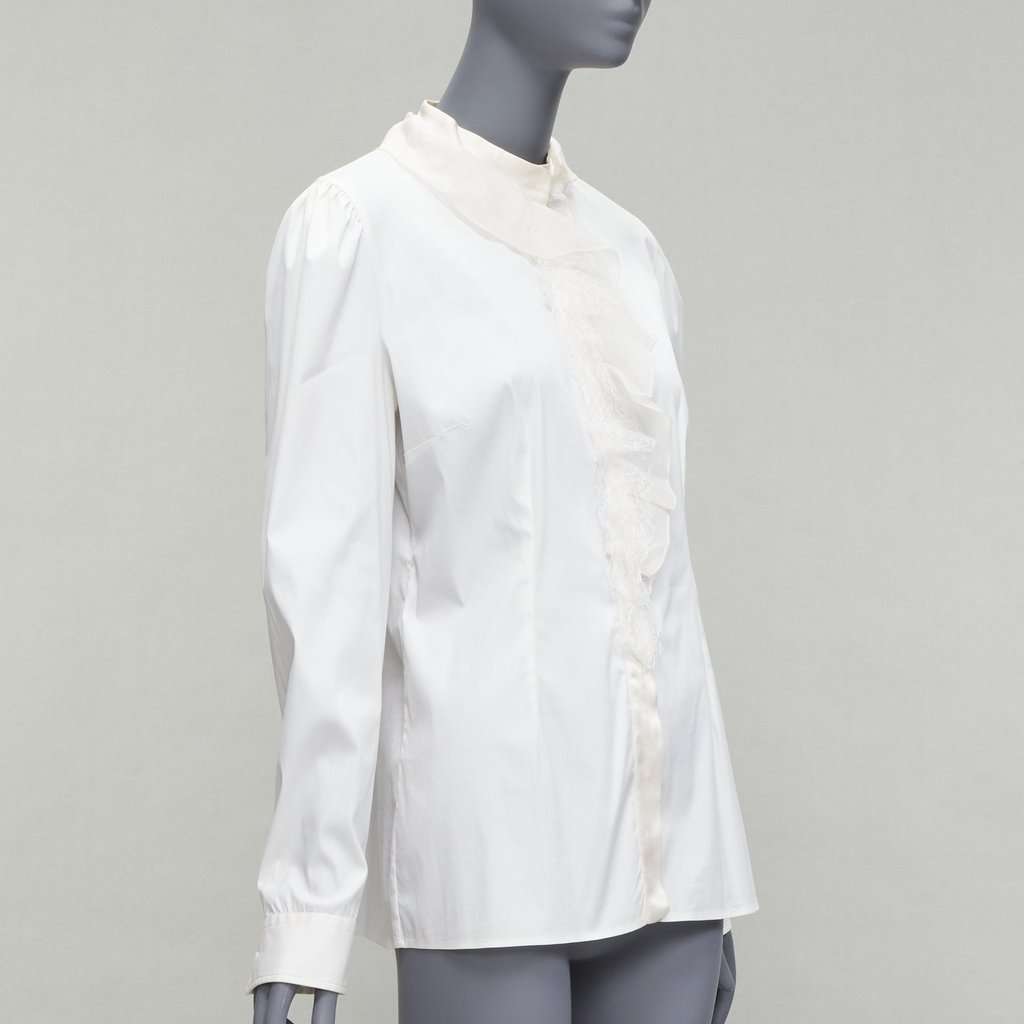 Dolce & Gabbana Lace Fitted Shirt Beige Cotton Fair condition - Inside View