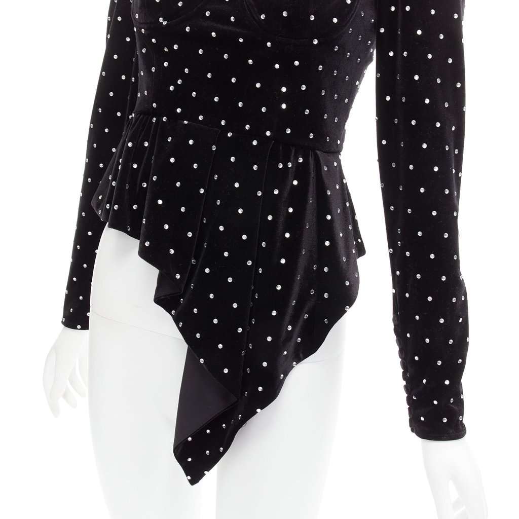 SELF-PORTRAIT Crystal Velvet Top Black Polyester Never worn - Back View