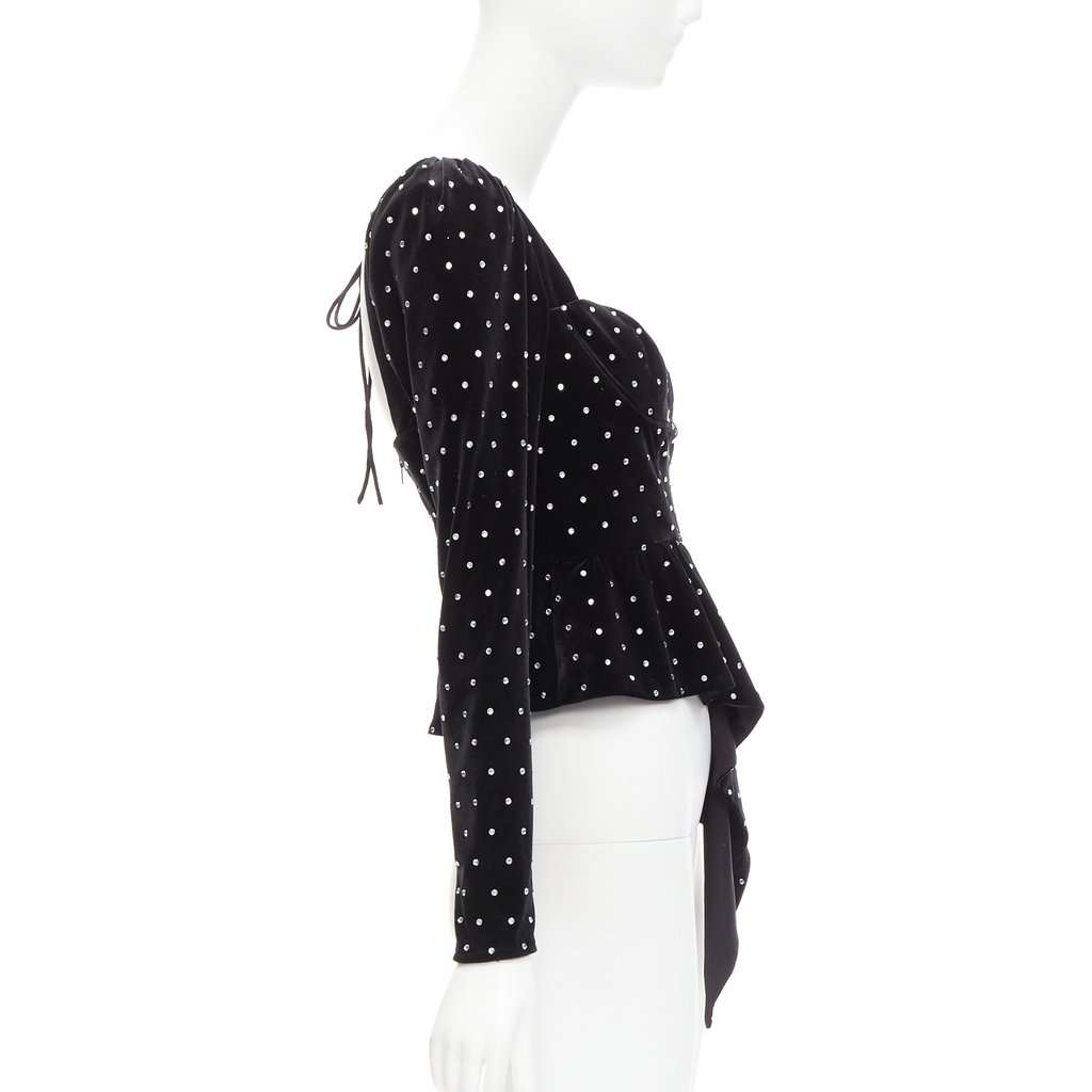 SELF-PORTRAIT Crystal Velvet Top Black Polyester Never worn - Model View