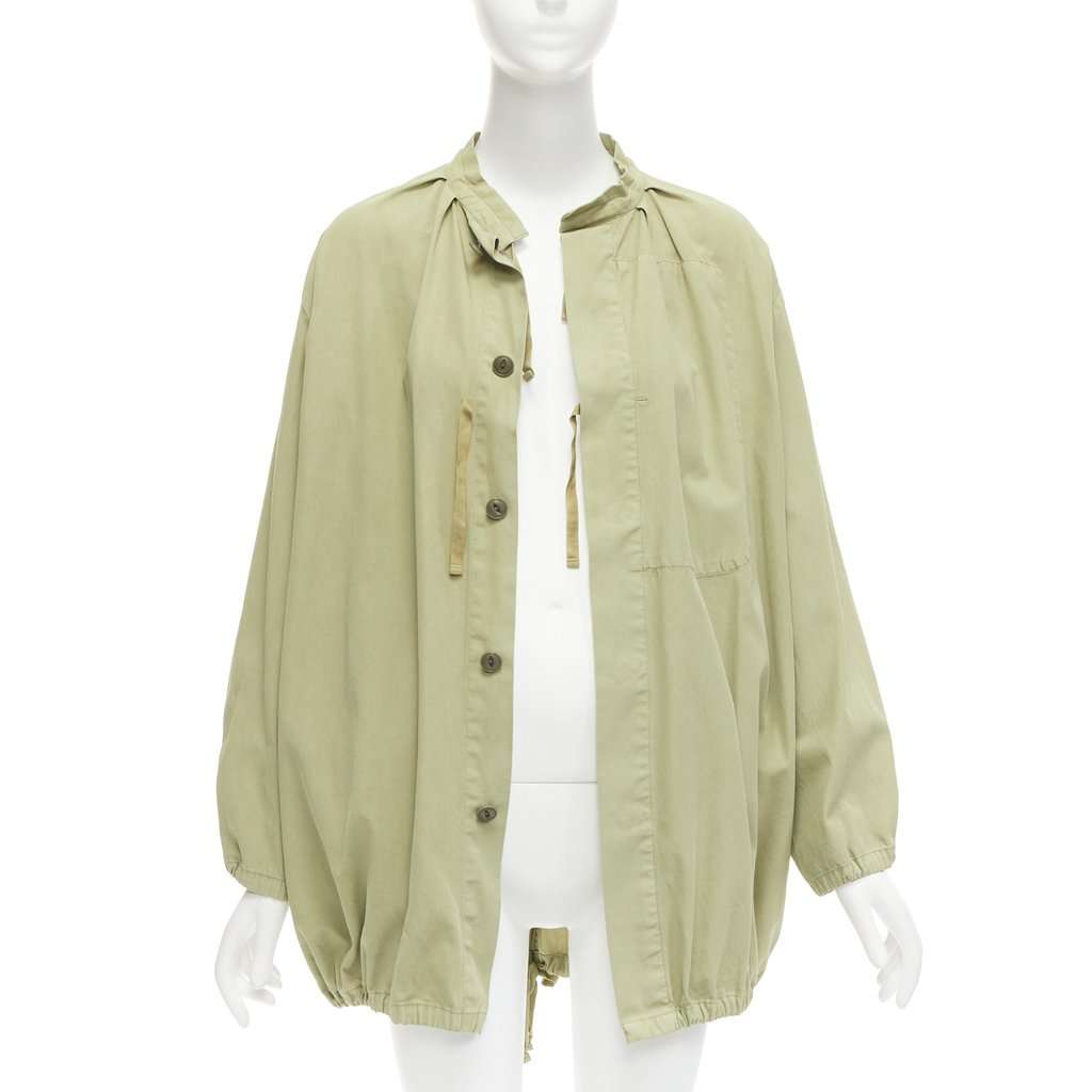 Unsigned Green Drawstring Parka Green Cotton Very good condition - Front View