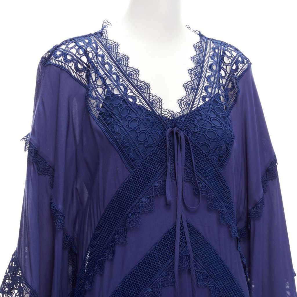 SELF-PORTRAIT Anglais Kaftan Dress Navy Viscose Never worn - Back View