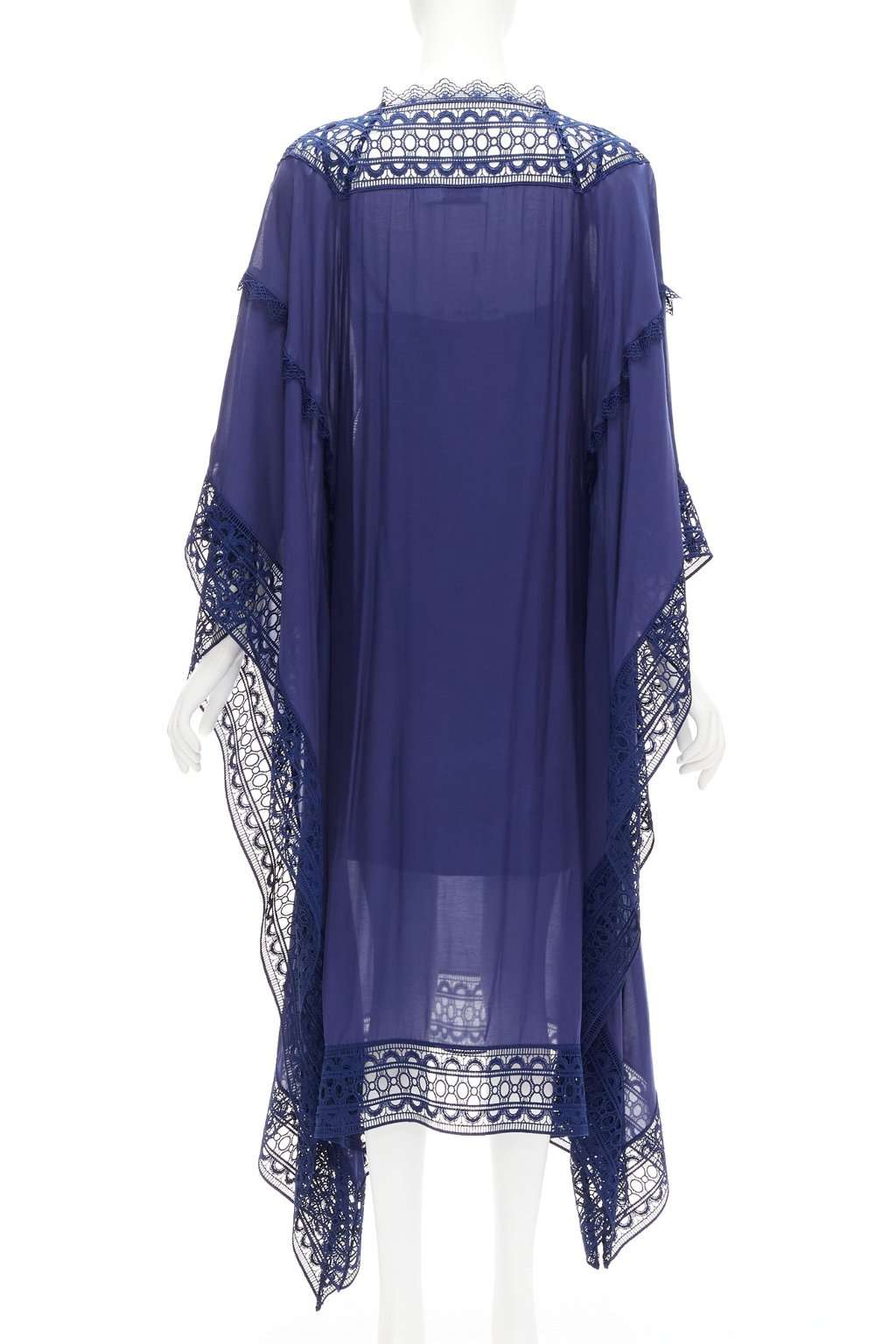 SELF-PORTRAIT Anglais Kaftan Dress Navy Viscose Never worn - Box View