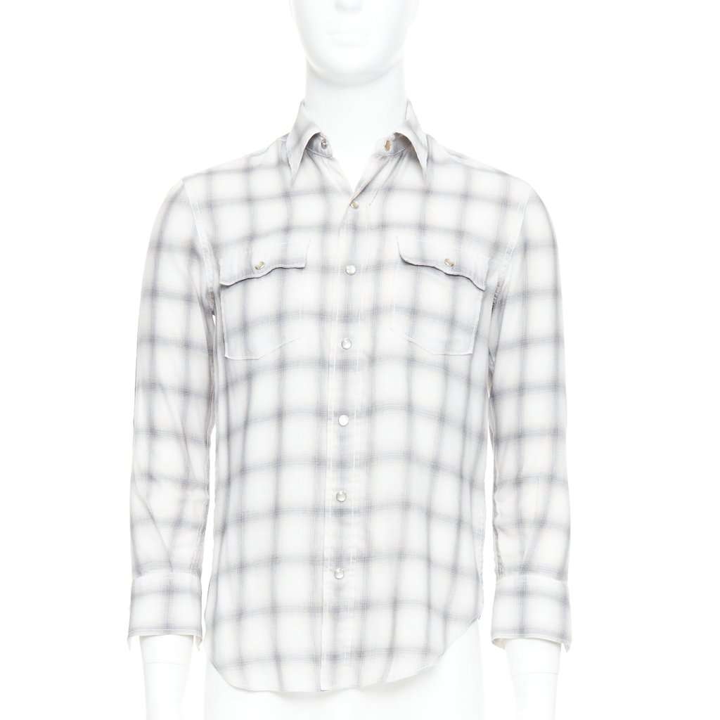Saint Laurent Snap Button Shirt Grey Polyester Very good condition - Front View