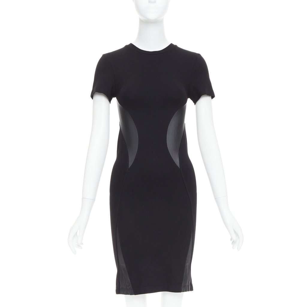 MCQ Leather Bodycon Dress Black Polyester Very good condition - Front View