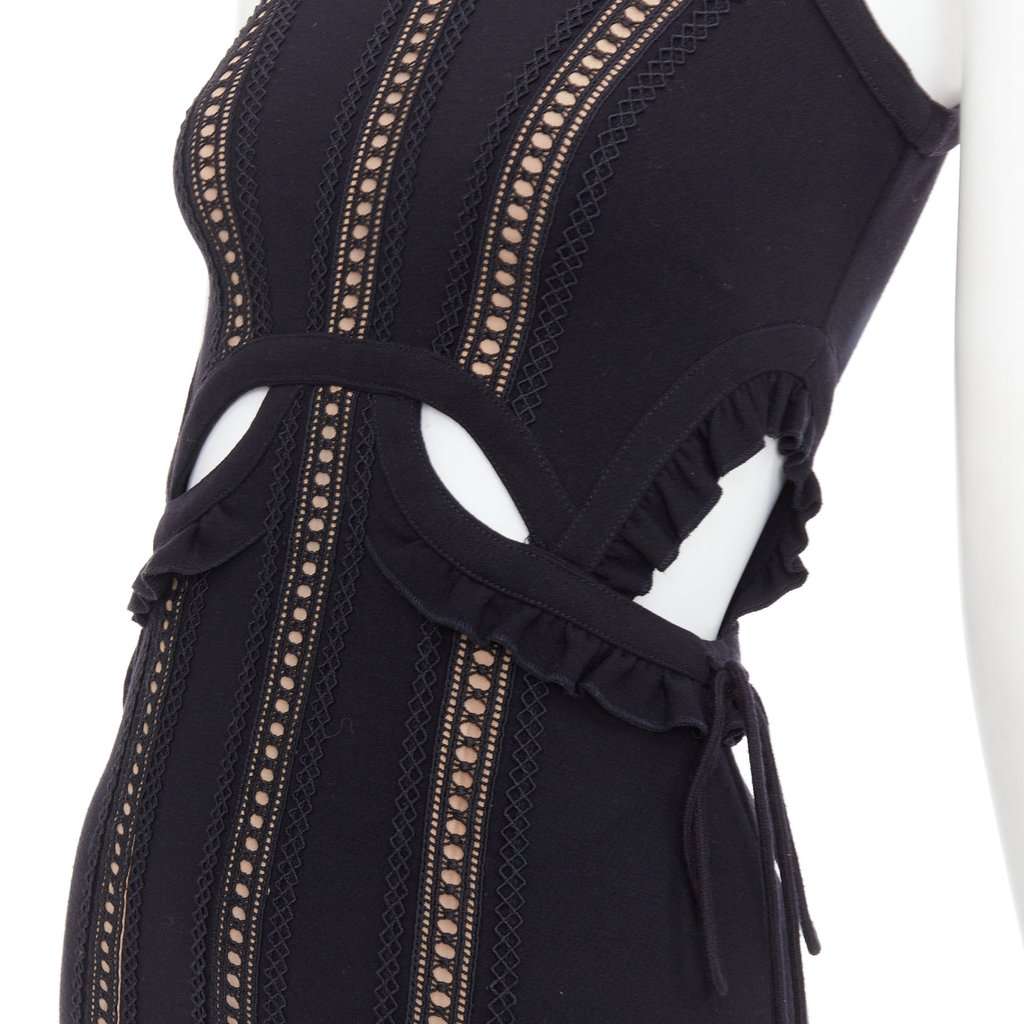 SELF-PORTRAIT Lattice Overlay Dress Black Polyester Very good condition - Back View