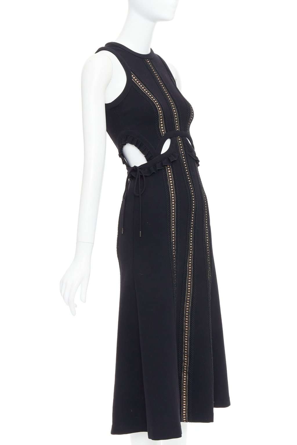 SELF-PORTRAIT Lattice Overlay Dress Black Polyester Very good condition - Inside View