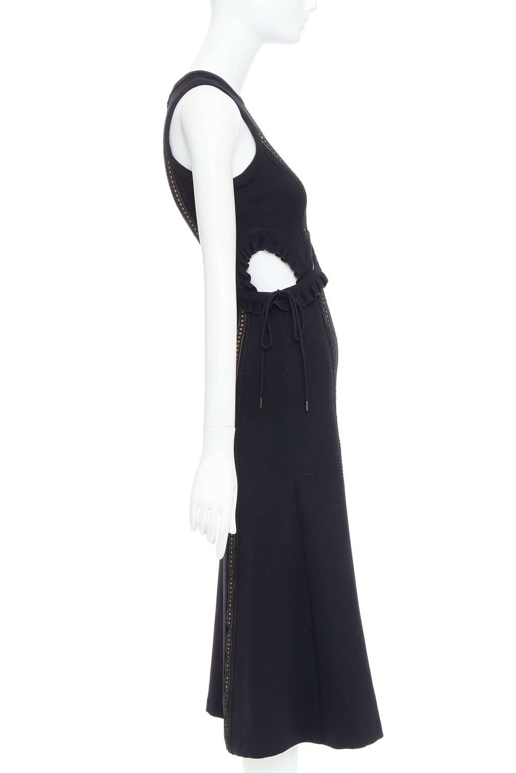 SELF-PORTRAIT Lattice Overlay Dress Black Polyester Very good condition - Model View
