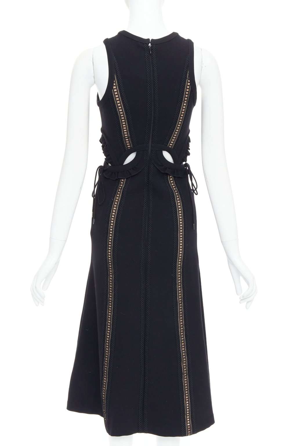 SELF-PORTRAIT Lattice Overlay Dress Black Polyester Very good condition - Box View