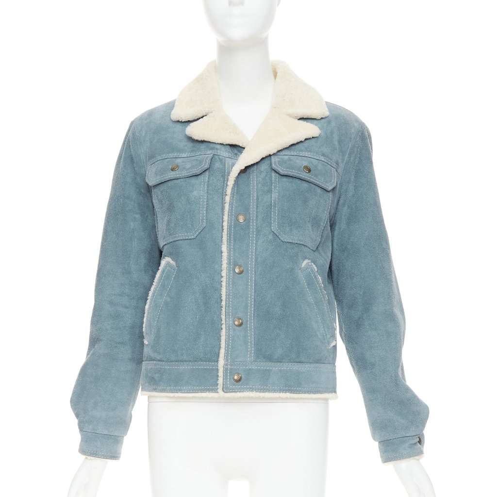 Saint Laurent Blue Suede Coat Blue Suede Fair condition - Front View