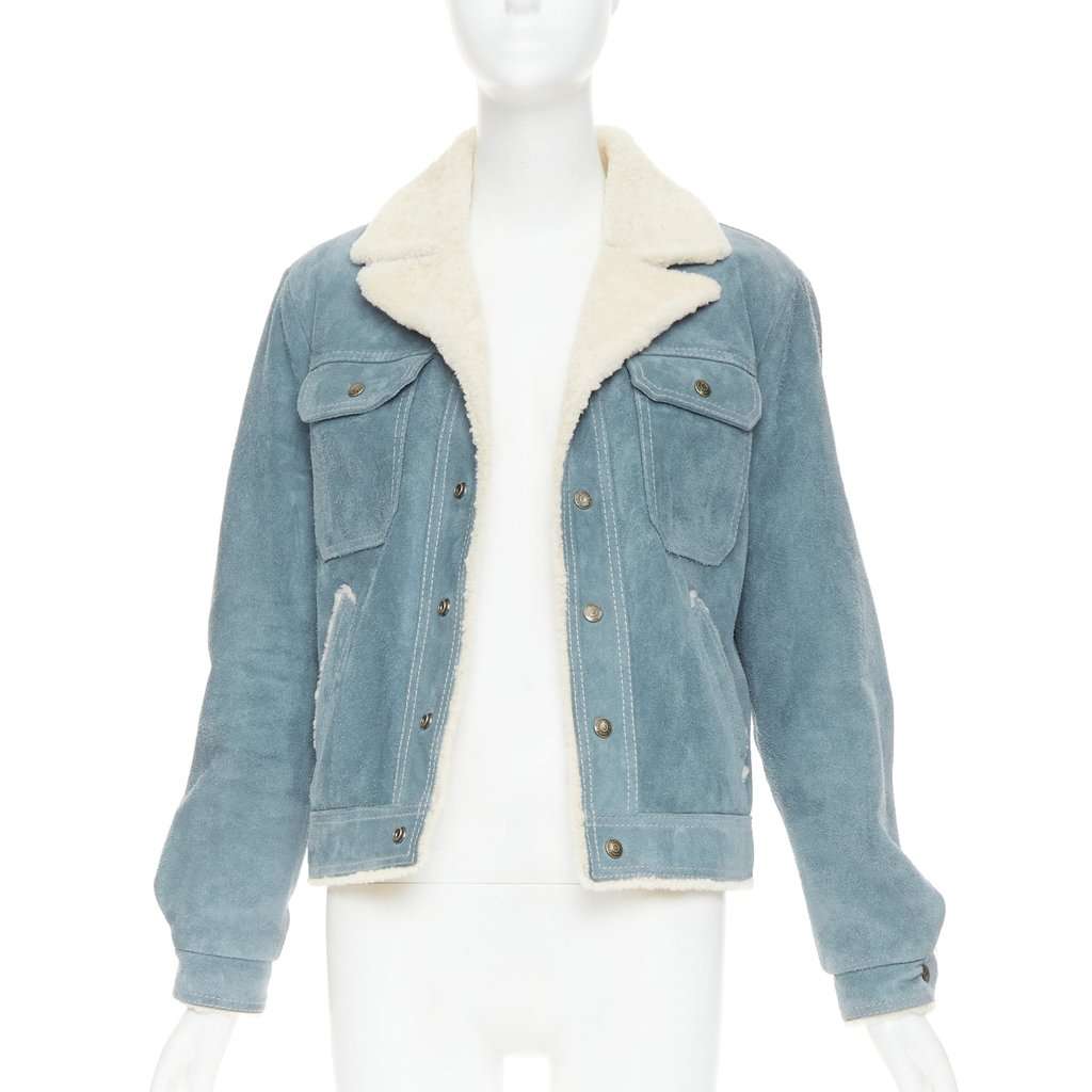 Saint Laurent Blue Suede Coat Blue Suede Fair condition - Back View
