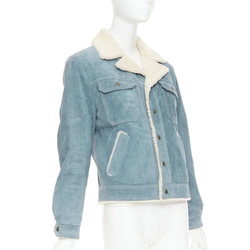 Saint Laurent Blue Suede Coat Blue Suede Fair condition - Inside View