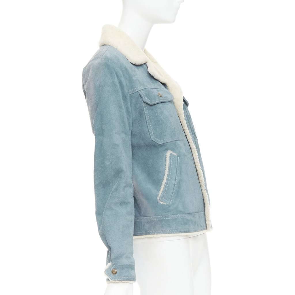 Saint Laurent Blue Suede Coat Blue Suede Fair condition - Model View