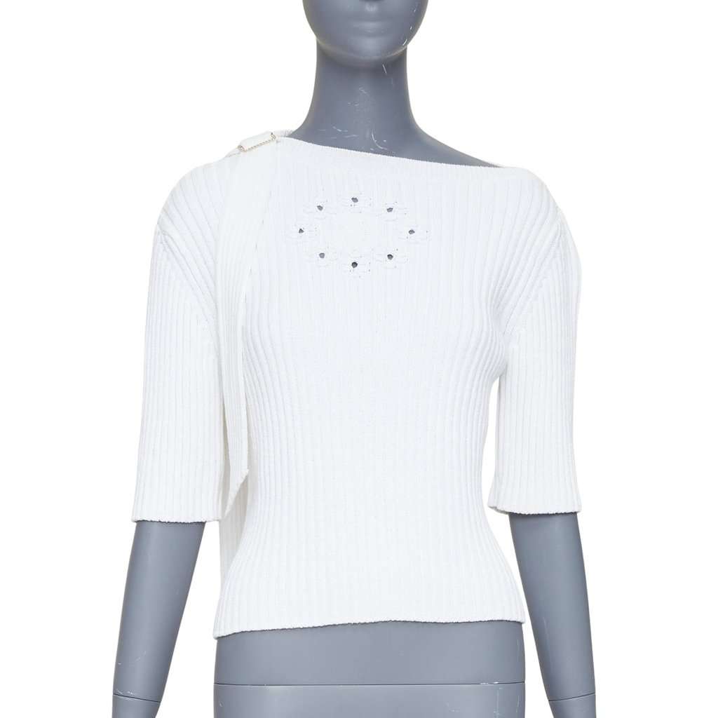 Chanel White Cotton Knitwear White Cotton Very good condition - Front View