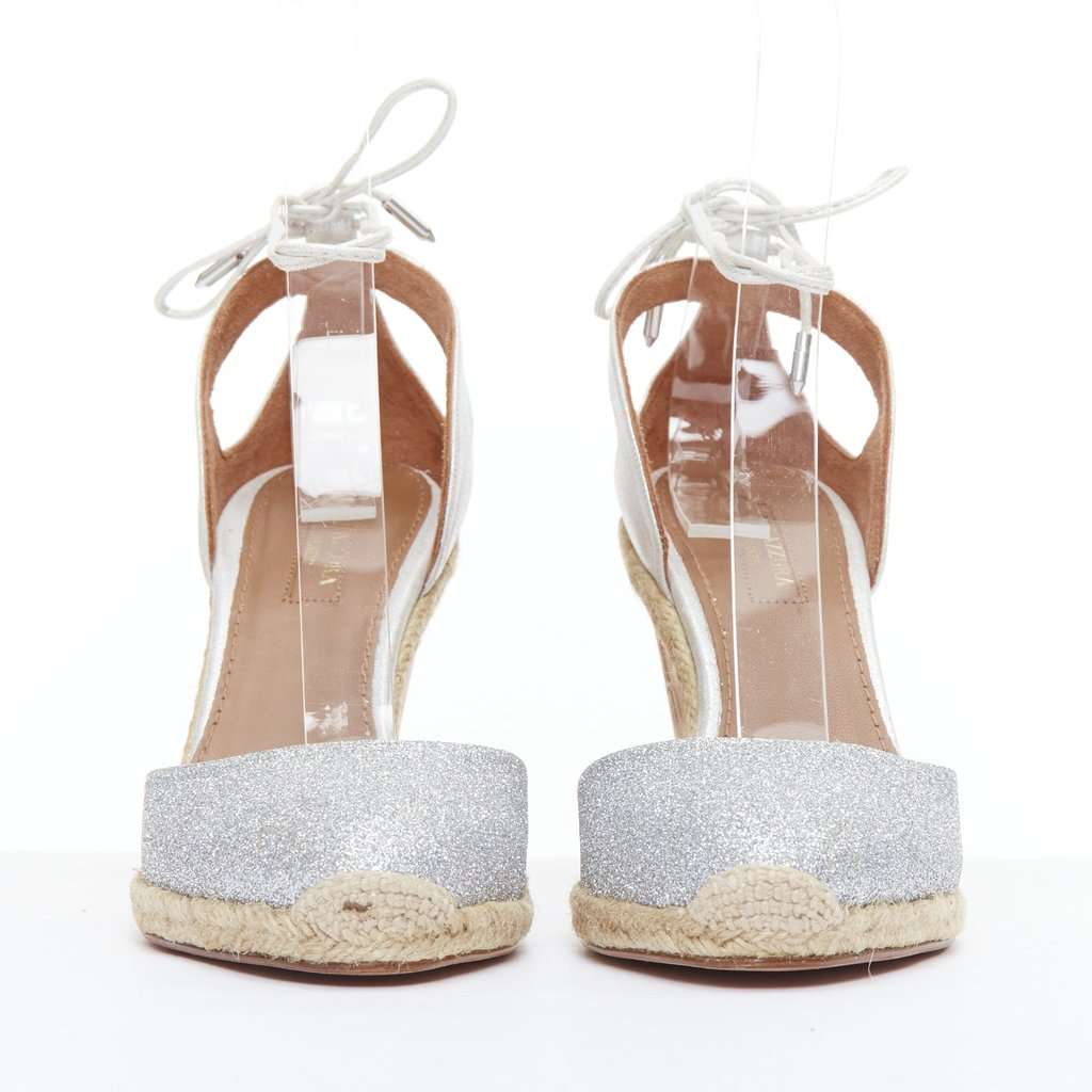 Aquazzura Palm Beach Silver Leather Very good condition - Inside View