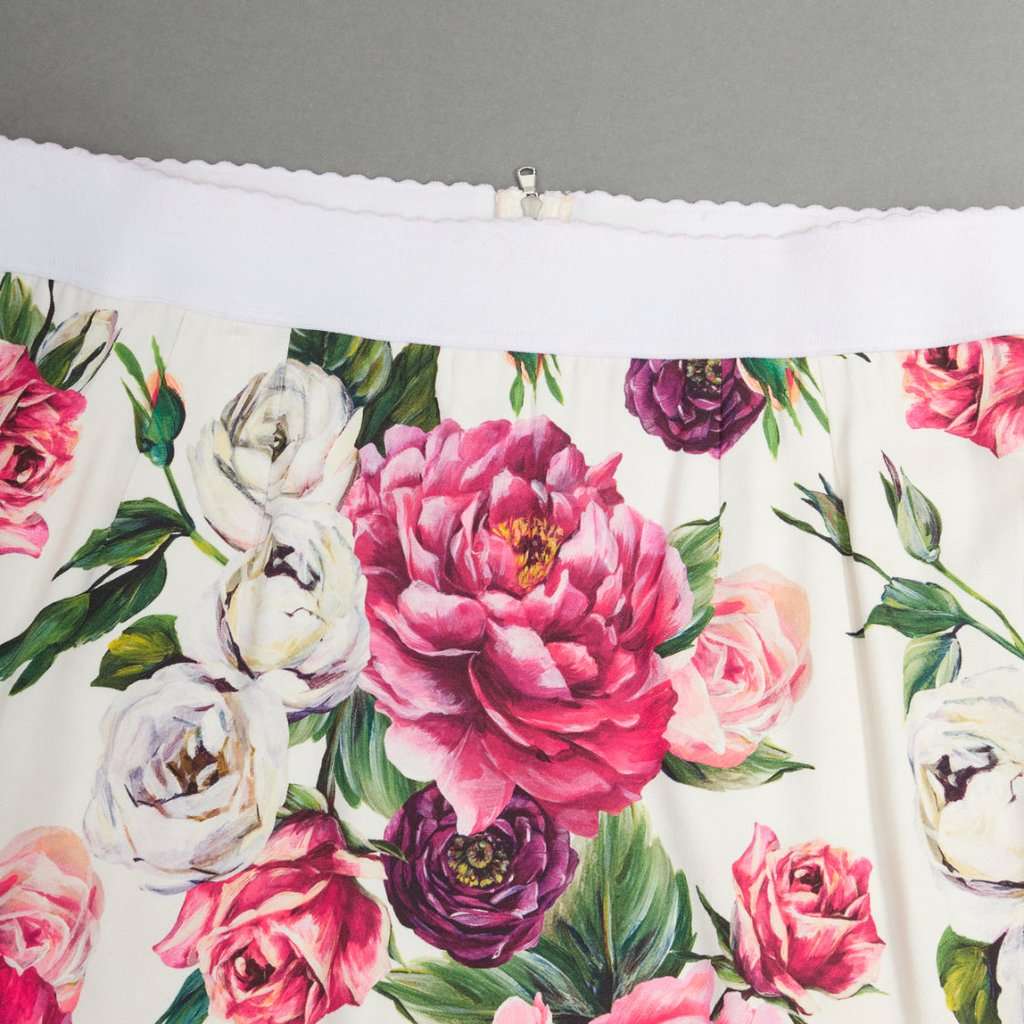 Dolce & Gabbana Floral Elastic Skirt Beige Viscose Fair condition - Back View