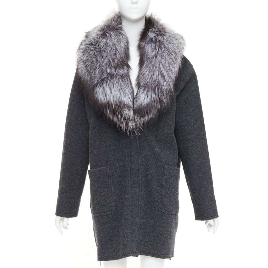 Michael Kors Grey Fur Coat Grey Fur Very good condition - Front View