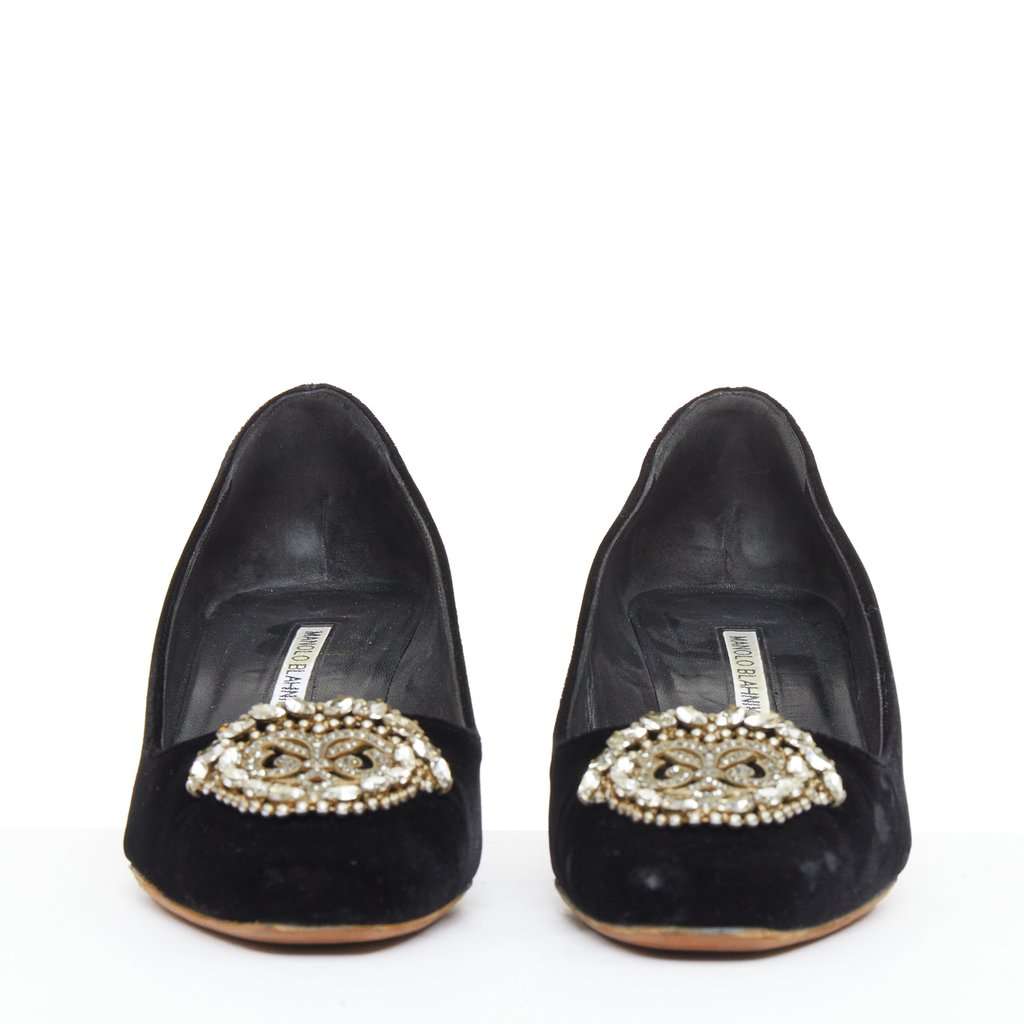 Manolo Blahnik Okkato Black Velvet Fair condition - Model View