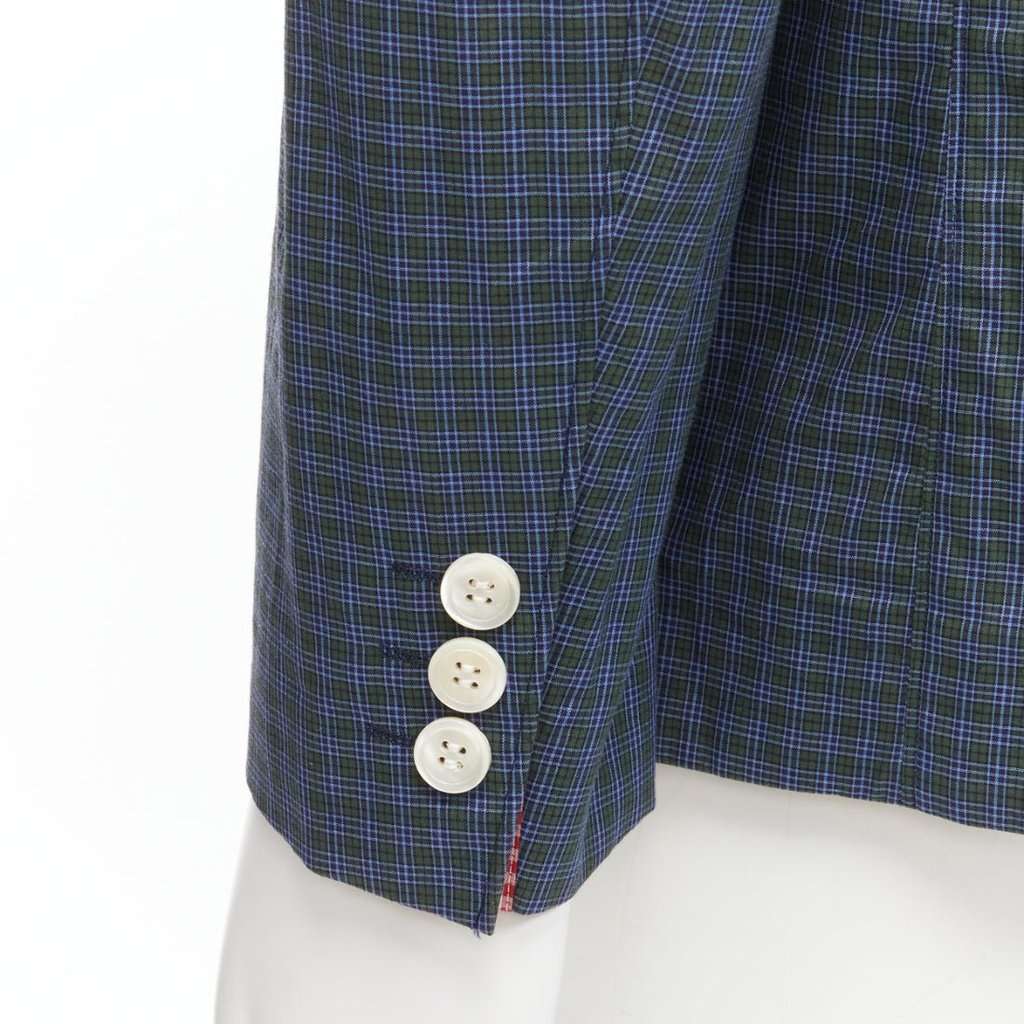 Junya Watanabe Checked Casual Blazer Green Cotton Never worn - Back View