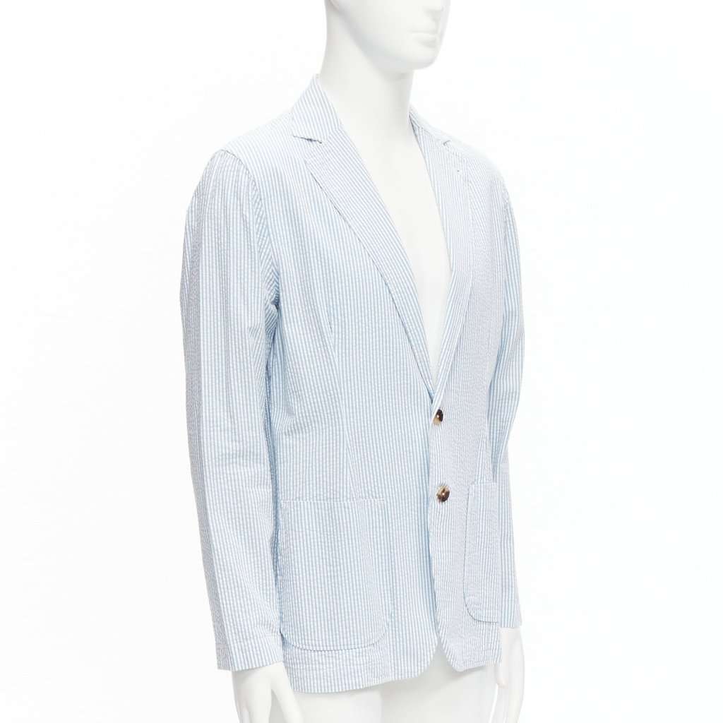 Lardini Stripe Button Blazer Blue Cotton Good condition - Inside View