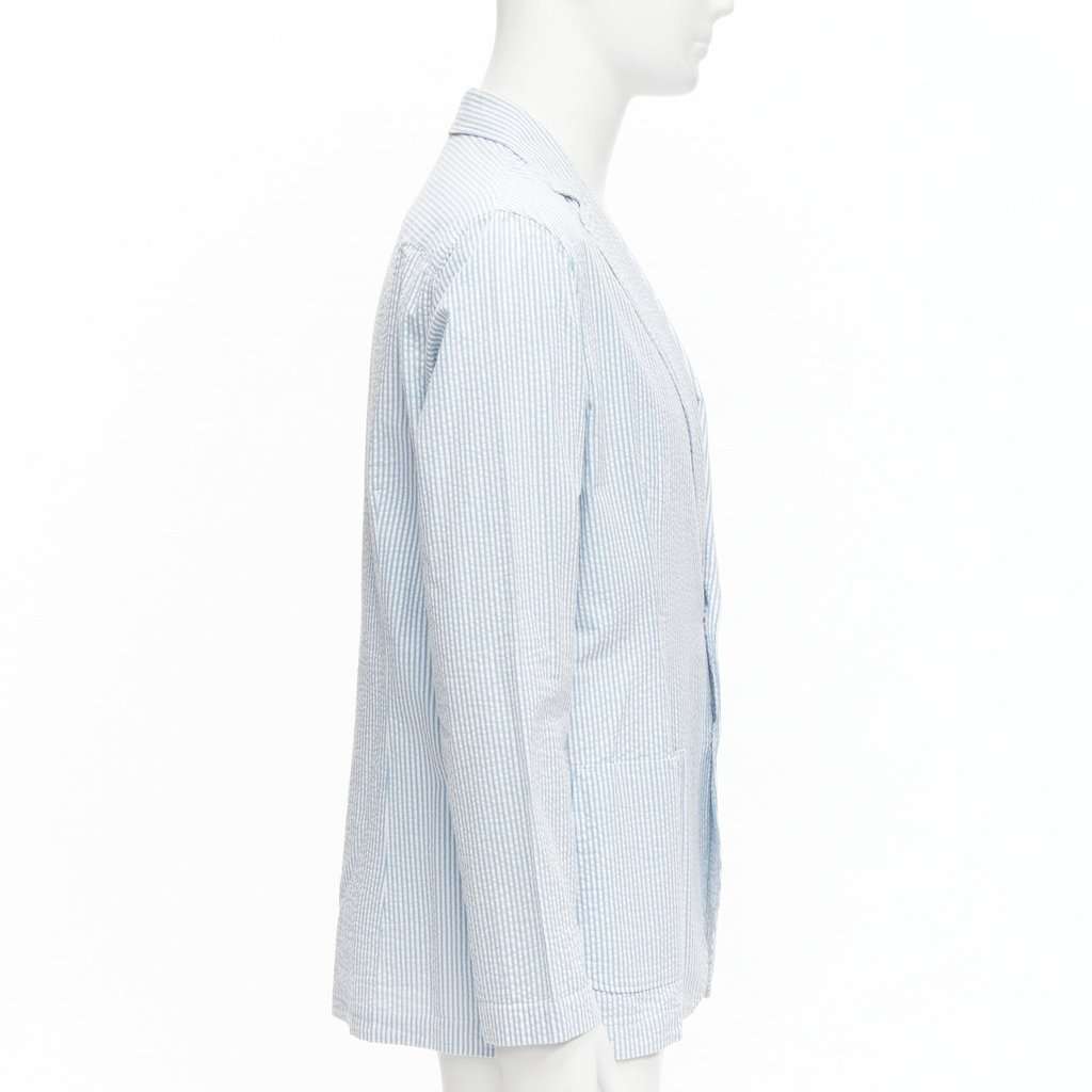 Lardini Stripe Button Blazer Blue Cotton Good condition - Model View