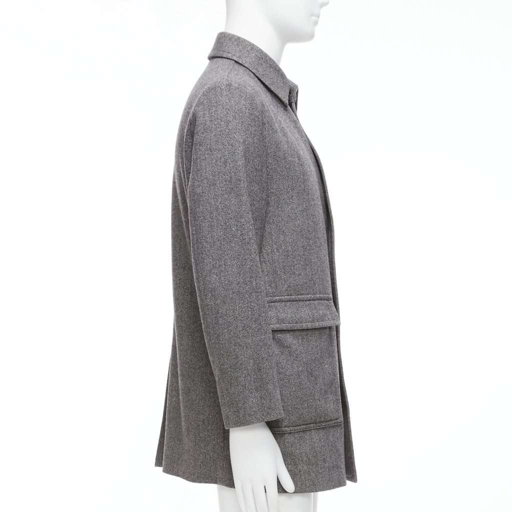 Lanvin Grey Herringbone Overcoat Grey Wool Very good condition - Model View