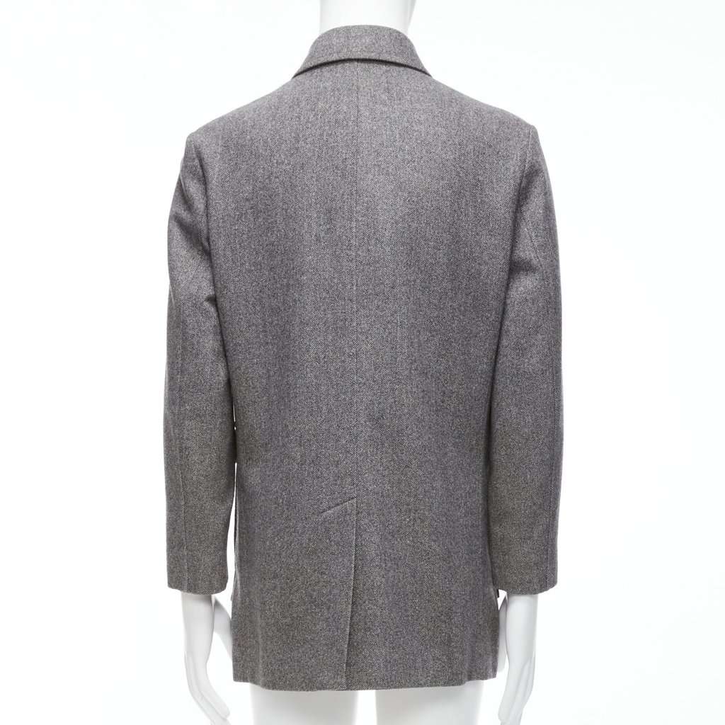 Lanvin Grey Herringbone Overcoat Grey Wool Very good condition - Box View