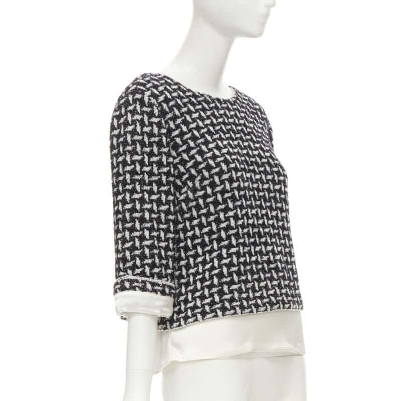 ST JOHN Crystal Layered Top Black Tweed Never worn - Inside View