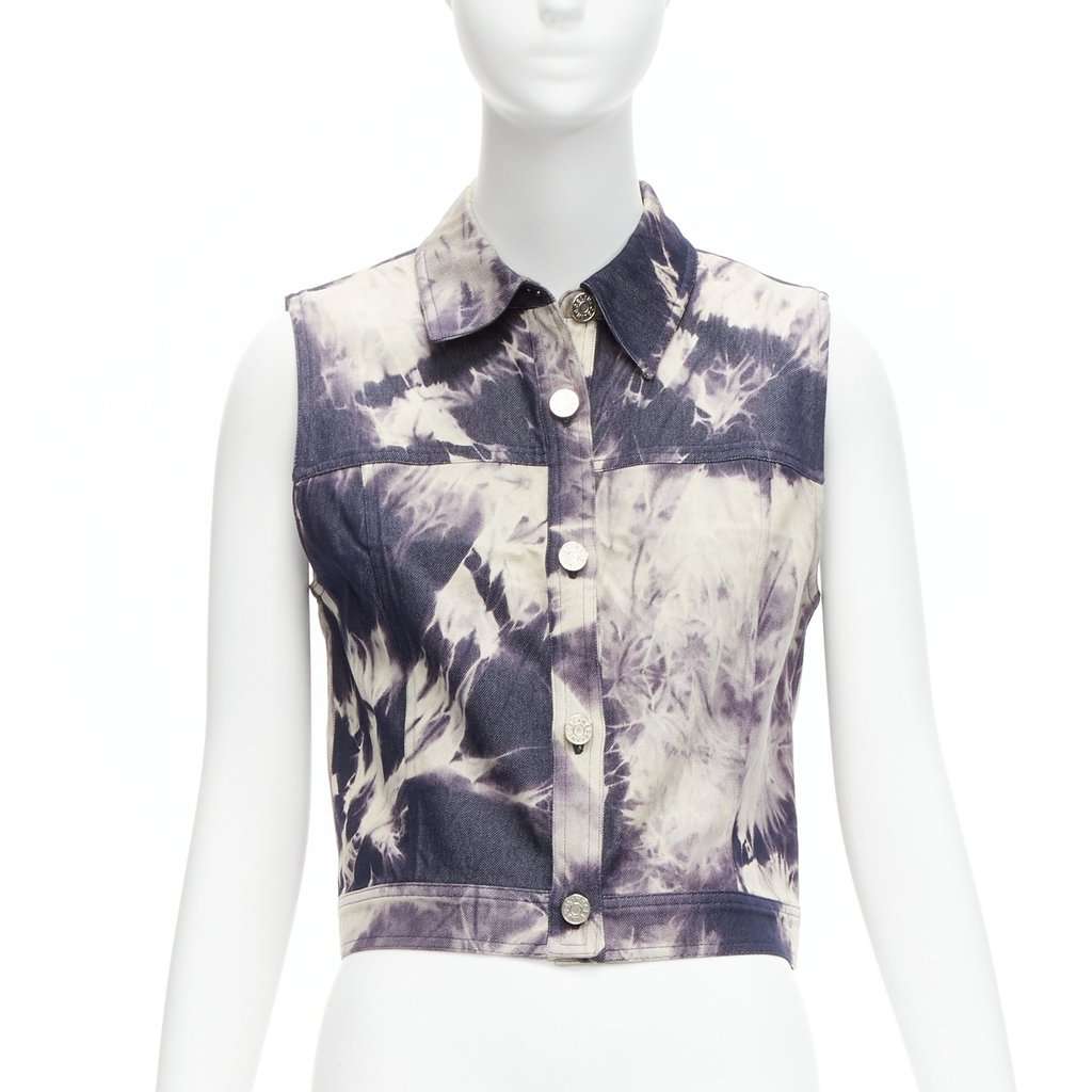 Celine Print Denim Jacket Blue Cotton Never worn - Inside View