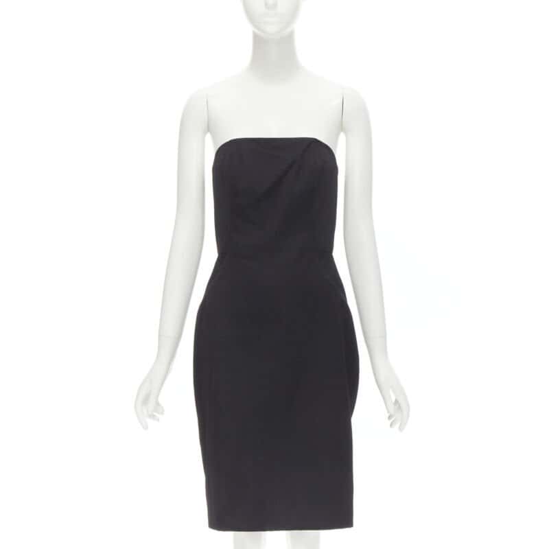 Alexander Wang Corset Pleat Dress Black Wool Never worn - Front View