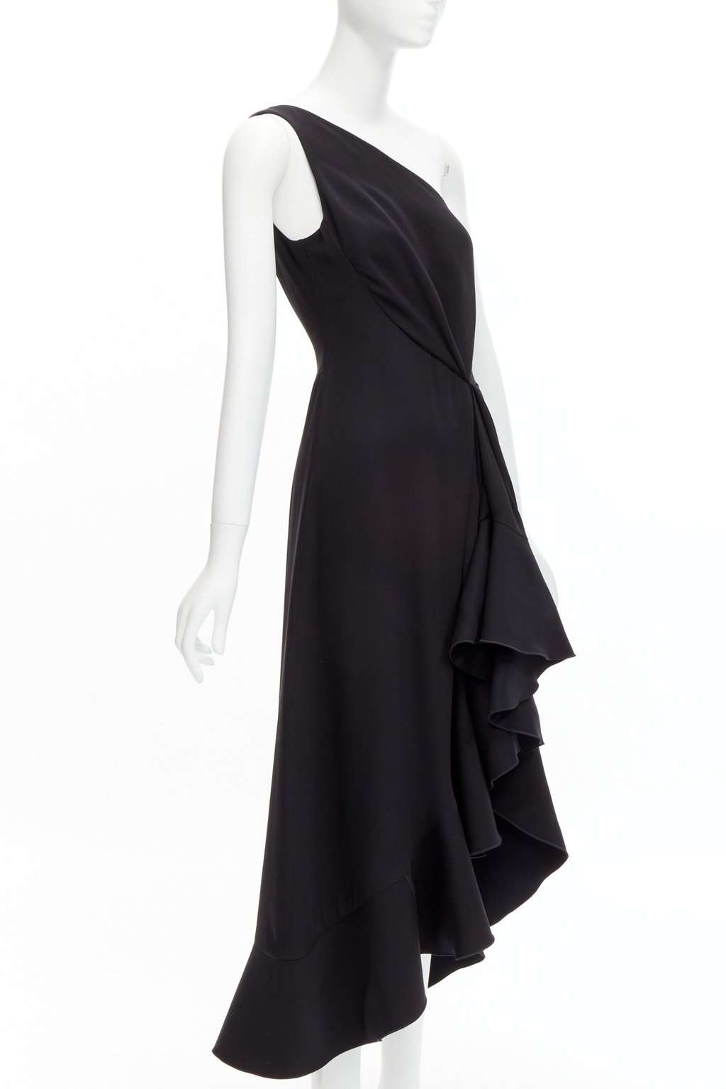 Dion Lee Drape Ruffle Dress Black Silk Never worn - Inside View