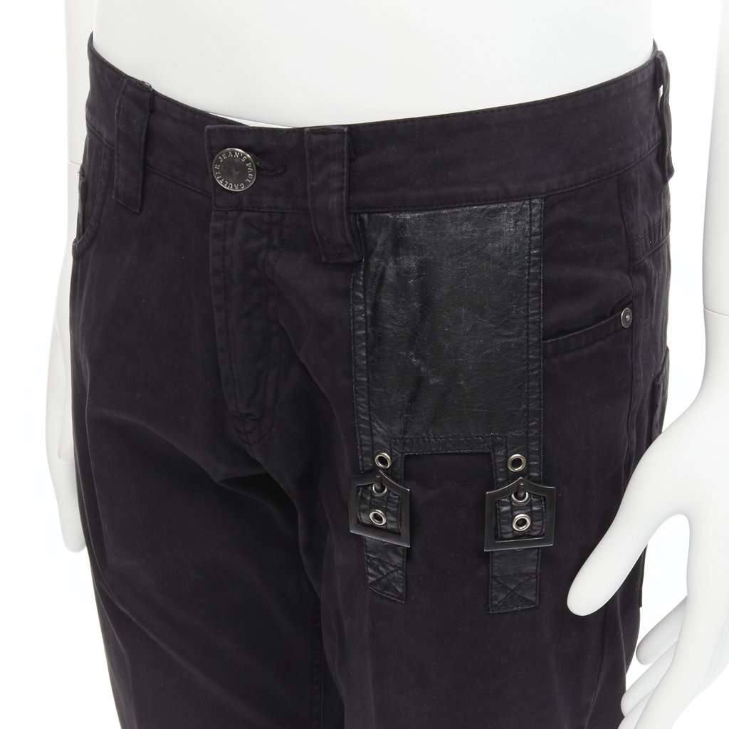 Jean Paul Gaultier Logo Embroidered Jeans Black Cotton Fair condition - Back View