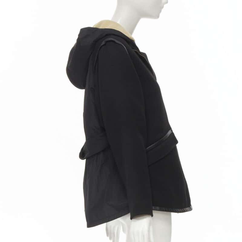 Maje Black Shearling Flared Coat Black Polyester Never worn - Box View