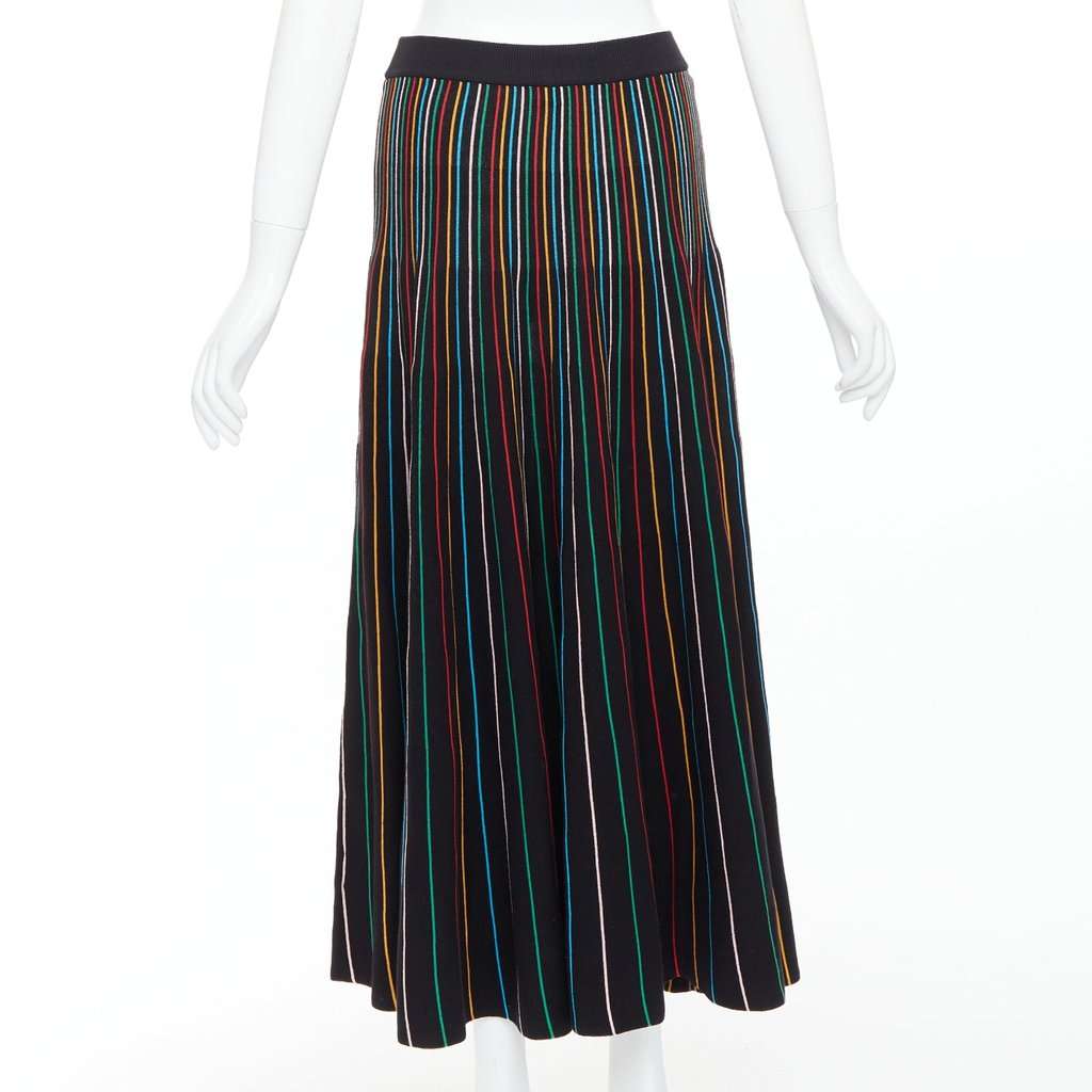 RED VALENTINO GARAVANI Rainbow Stripe Skirt Black Cotton Never worn, with tag - Box View