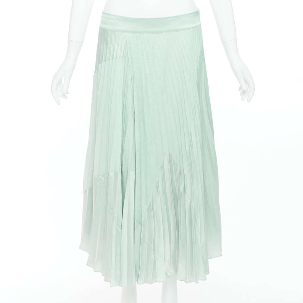 Vince Fabric Panel Skirt Green Polyester Good condition - Front View