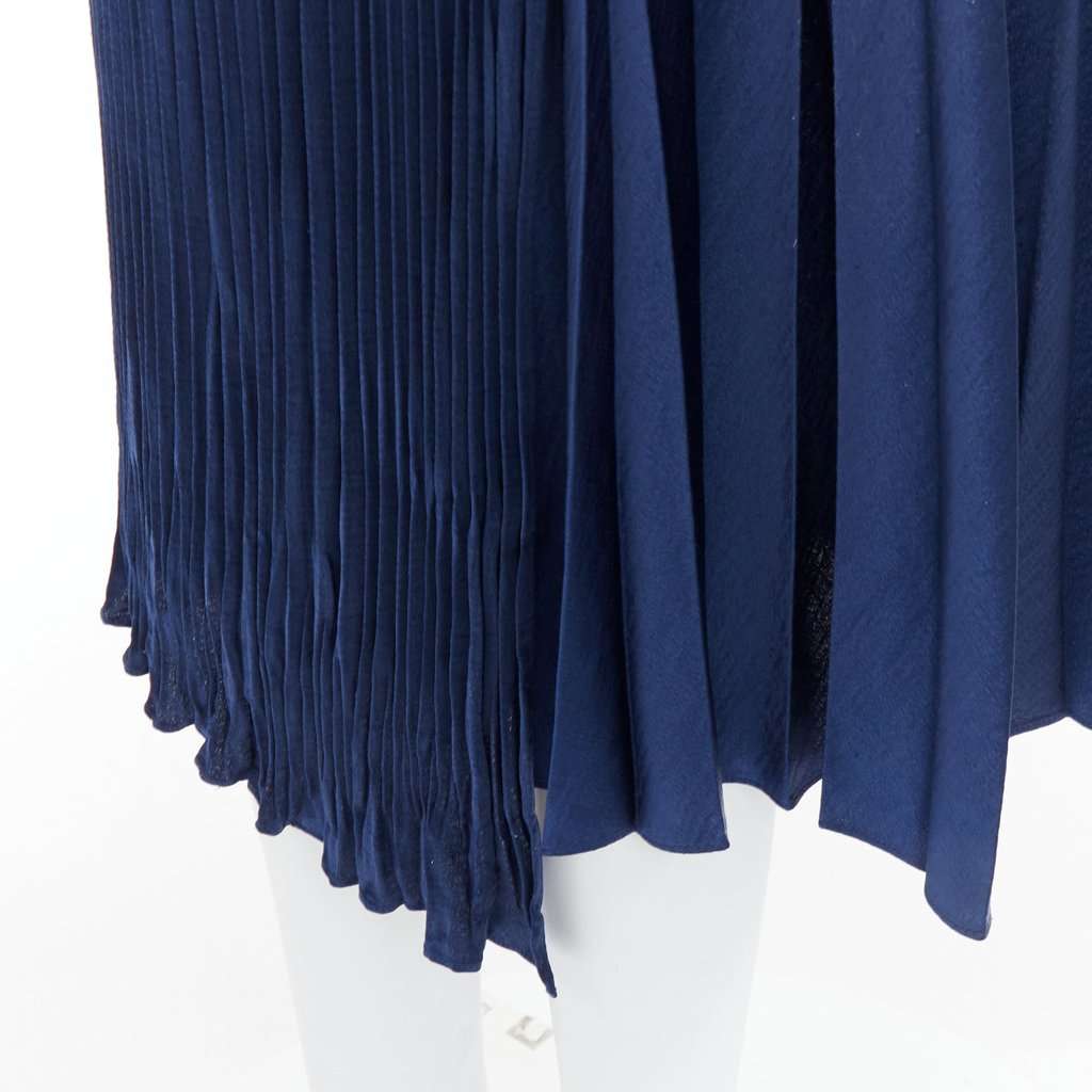 Vince Elastic Plisse Skirt Navy Polyester Very good condition - Back View
