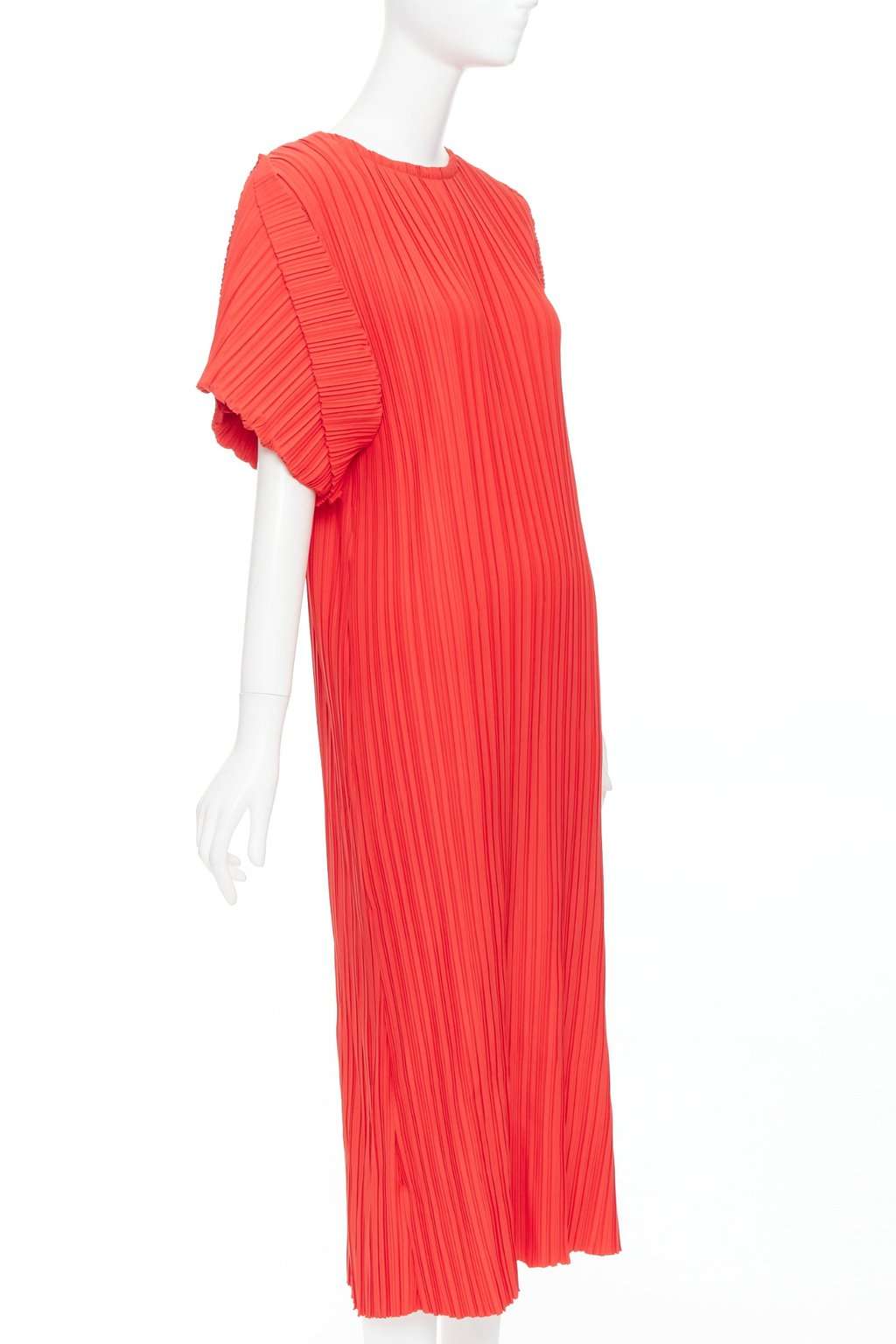 Bambah Plisse Midi Dress Red Polyester Never worn, with tag - Inside View