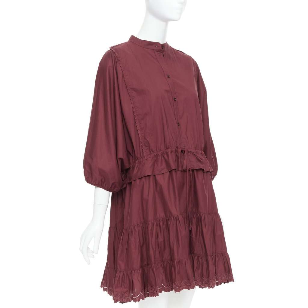 See by Chloé Scallop Trim Dress Burgundy Cotton Very good condition - Inside View