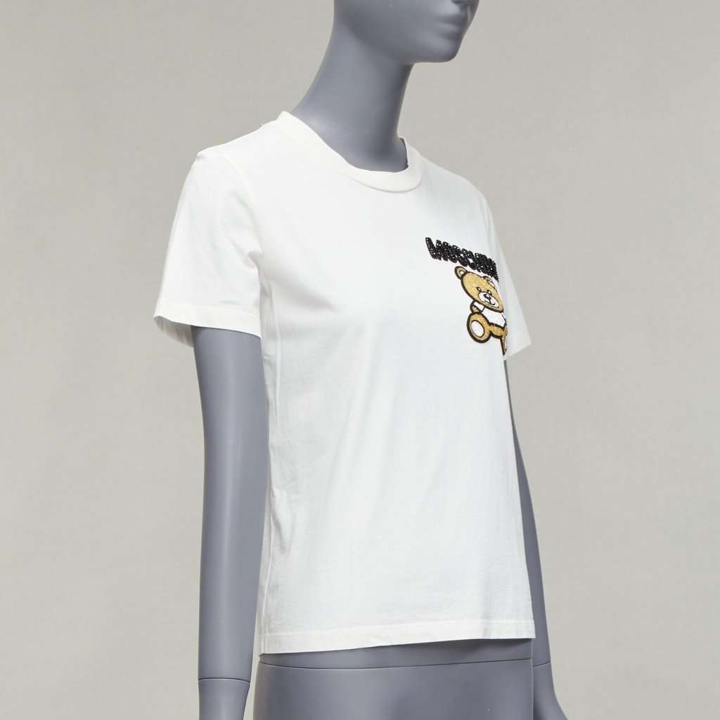 Moschino Beaded Bear Tee White Cotton Never worn - Inside View